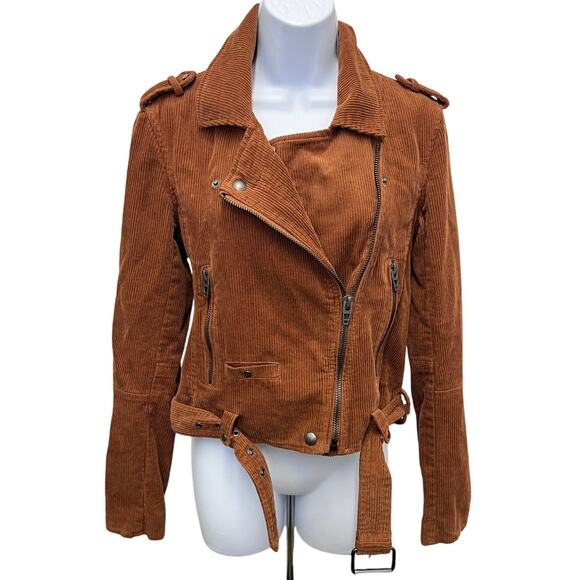 BLANKNYC Jackets & Blazers - BLANKNYC Rust Corduroy Moto Jacket Women’s Small Belted Zip Fall Core
